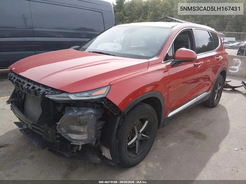 2020 HYUNDAI SANTA FE VIN 5NMS3CAD5LH167431 — фото 2