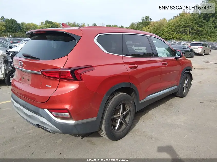 2020 HYUNDAI SANTA FE VIN 5NMS3CAD5LH167431 — фото 4