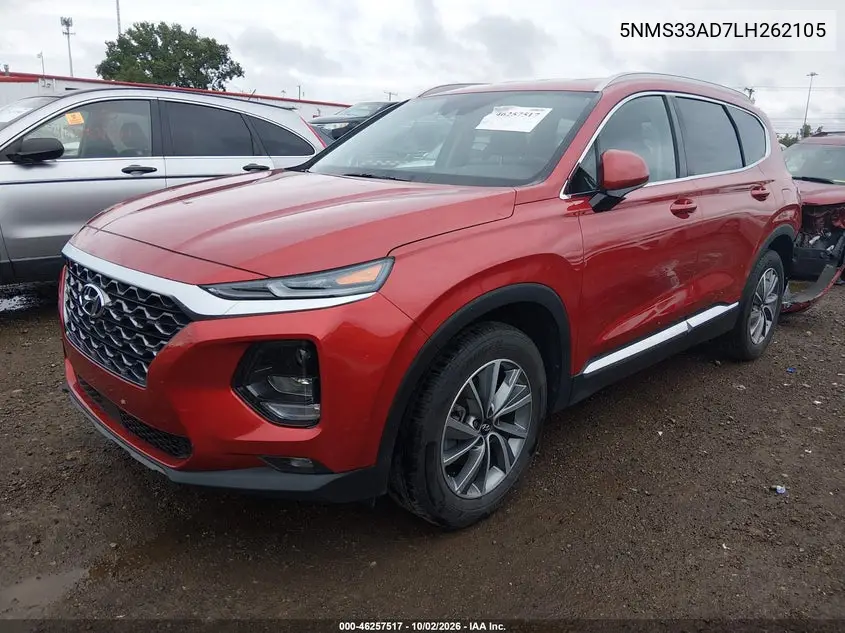 2020 HYUNDAI SANTA FE VIN 5NMS33AD7LH262105 — фото 2
