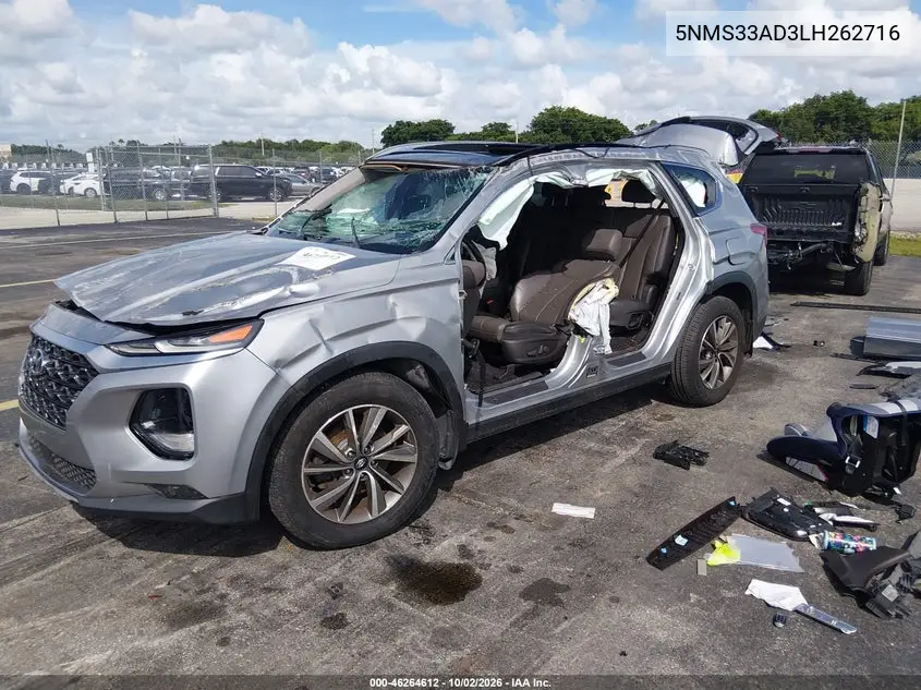 2020 HYUNDAI SANTA FE VIN 5NMS33AD3LH262716 — фото 2