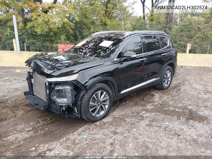 2020 HYUNDAI SANTA FE VIN 5NMS3CAD2LH302574 — фото 2