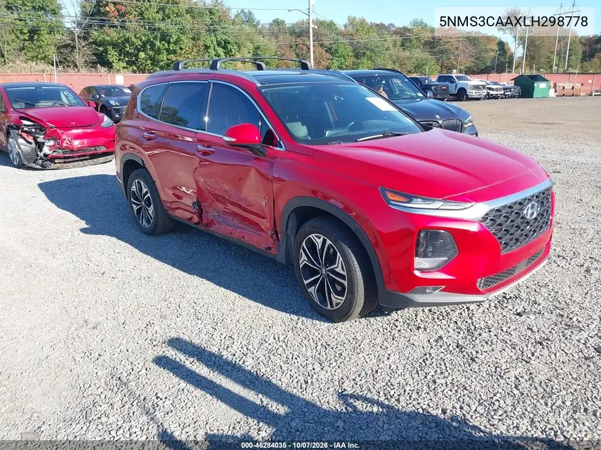 HYUNDAI SANTA FE 2020, VIN 5NMS3CAAXLH298778