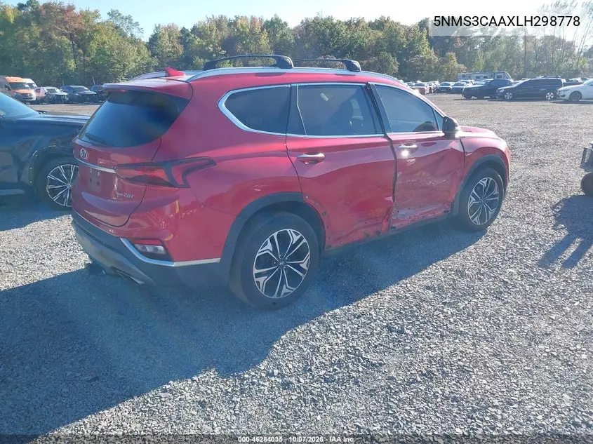 2020 HYUNDAI SANTA FE VIN 5NMS3CAAXLH298778 — фото 4