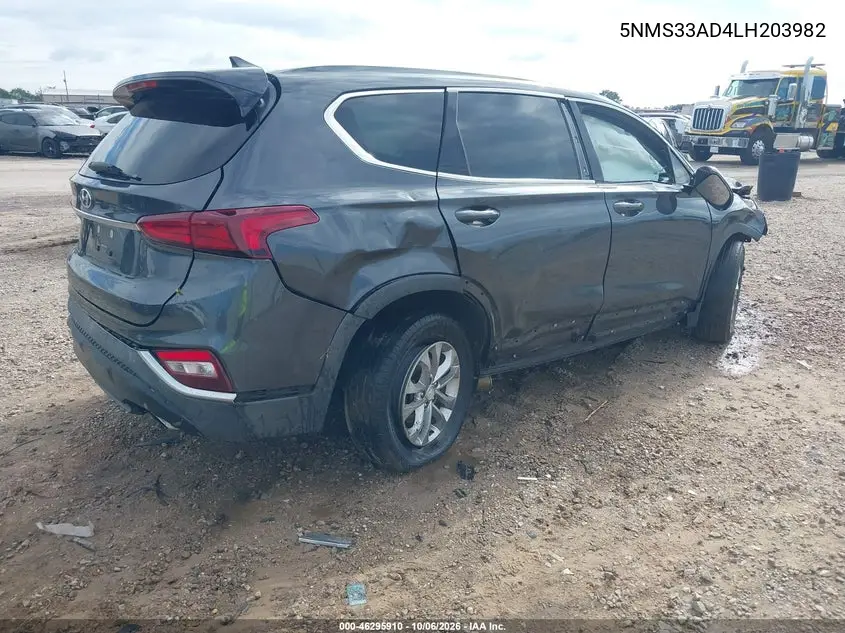 2020 HYUNDAI SANTA FE VIN 5NMS33AD4LH203982 — фото 4