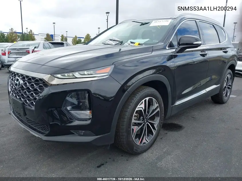 2020 HYUNDAI SANTA FE VIN 5NMS53AA1LH200294 — фото 2