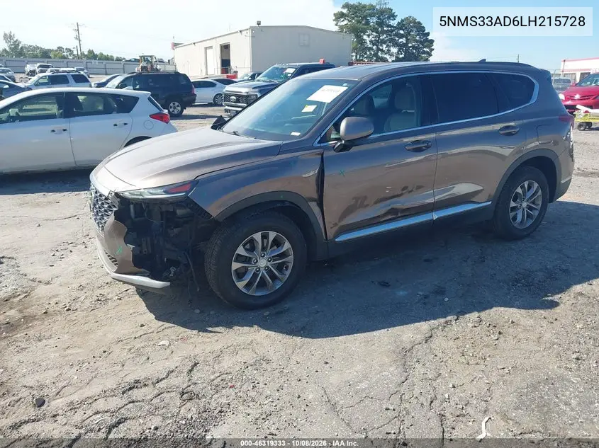 2020 HYUNDAI SANTA FE VIN 5NMS33AD6LH215728 — фото 2