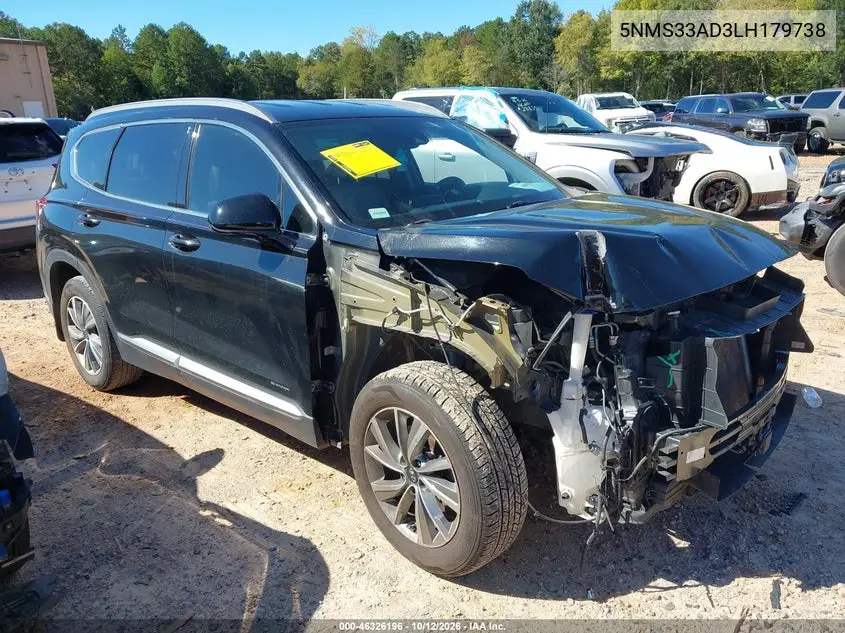 HYUNDAI SANTA FE 2020, VIN 5NMS33AD3LH179738