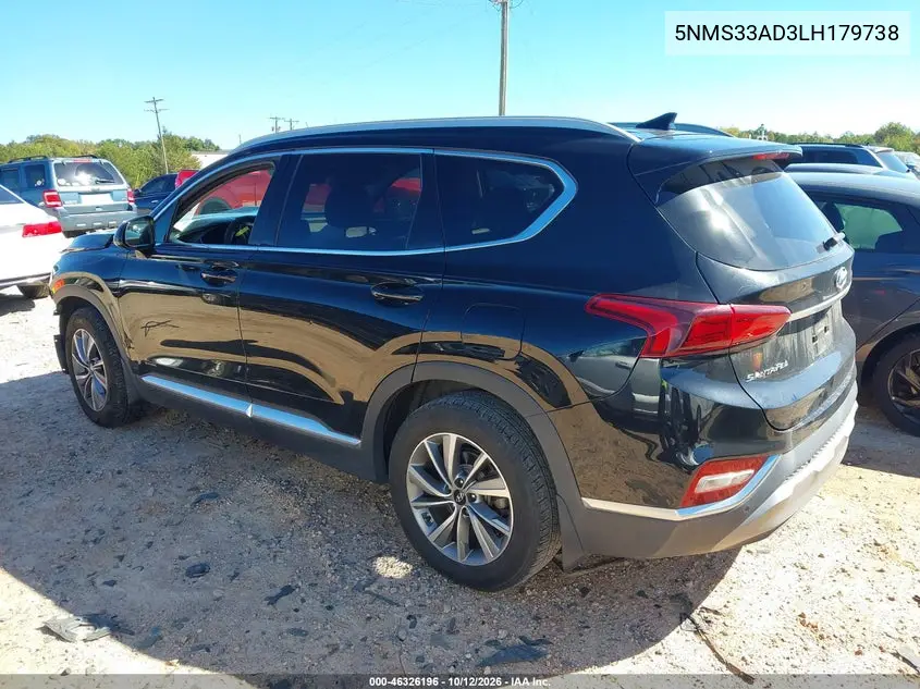 2020 HYUNDAI SANTA FE VIN 5NMS33AD3LH179738 — фото 3