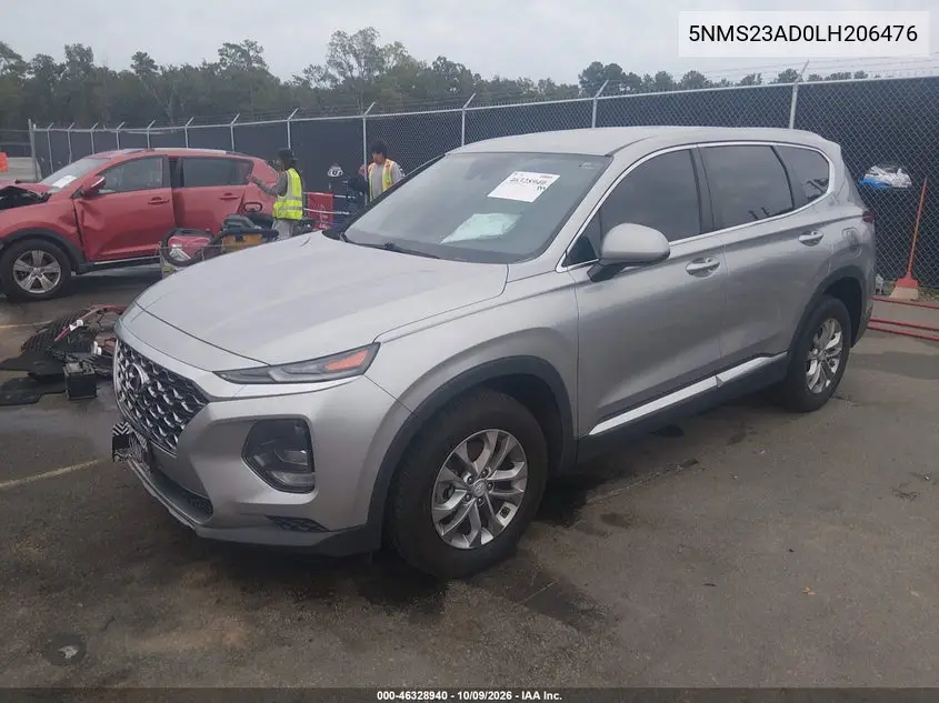 2020 HYUNDAI SANTA FE VIN 5NMS23AD0LH206476 — фото 2
