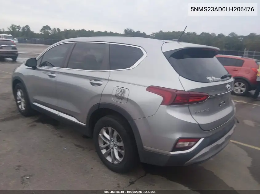 2020 HYUNDAI SANTA FE VIN 5NMS23AD0LH206476 — фото 3