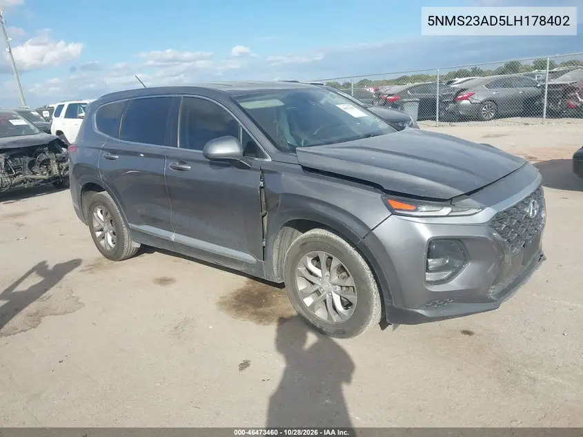 HYUNDAI SANTA FE 2020, VIN 5NMS23AD5LH178402