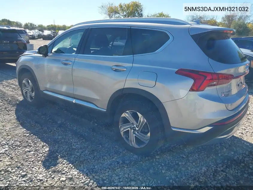 2021 HYUNDAI SANTA FE VIN 5NMS3DAJXMH321032 — фото 3
