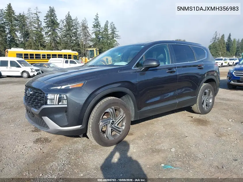 2021 HYUNDAI SANTA FE VIN 5NMS1DAJXMH356983 — фото 2