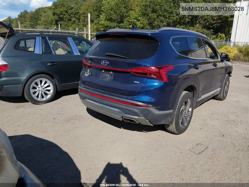 2021 HYUNDAI SANTA FE VIN 5NMS2DAJ8MH368028 — фото 3