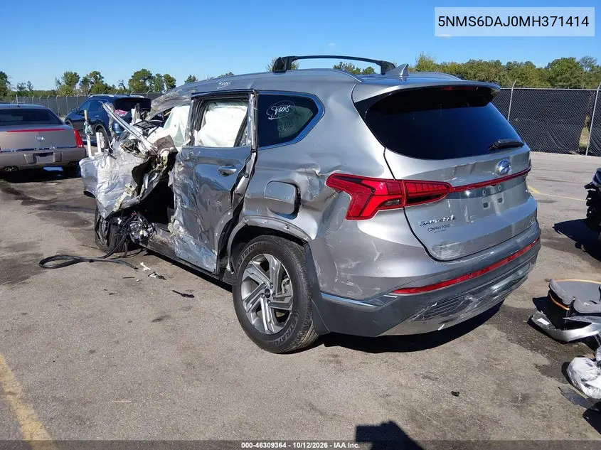 2021 HYUNDAI SANTA FE VIN 5NMS6DAJ0MH371414 — фото 3