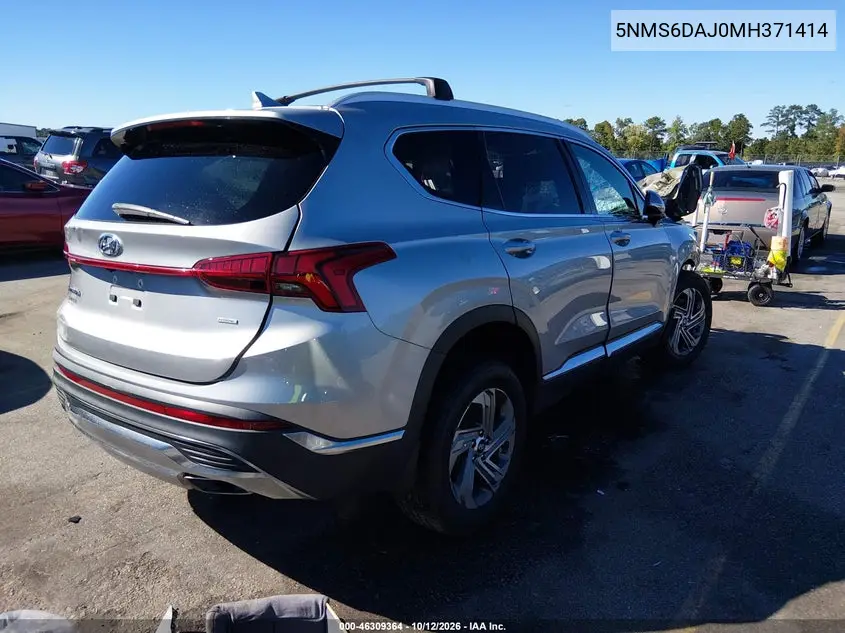 2021 HYUNDAI SANTA FE VIN 5NMS6DAJ0MH371414 — фото 4