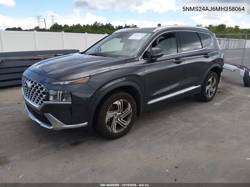 2021 HYUNDAI SANTA FE VIN 5NMS24AJ6MH358064 — фото 2
