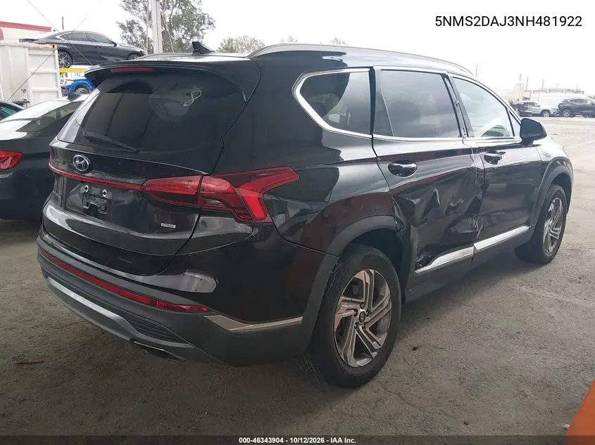 2022 HYUNDAI SANTA FE VIN 5NMS2DAJ3NH481922 — фото 4
