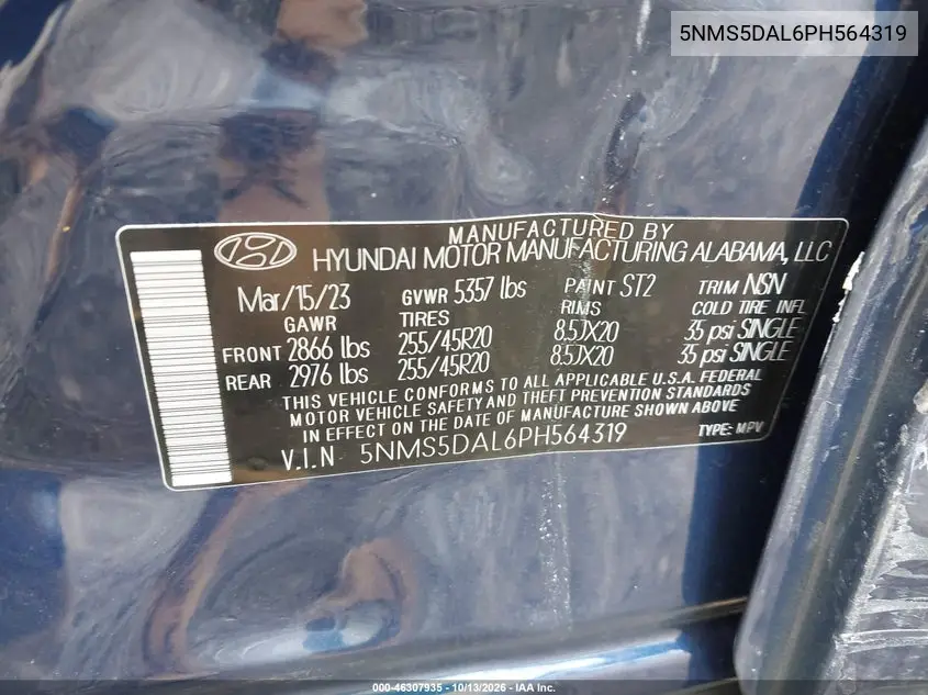 2023 HYUNDAI SANTA FE VIN 5NMS5DAL6PH564319 — фото 9