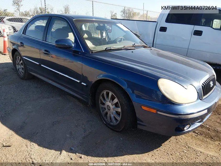 HYUNDAI SONATA 2004, VIN KMHWF35H44A072694
