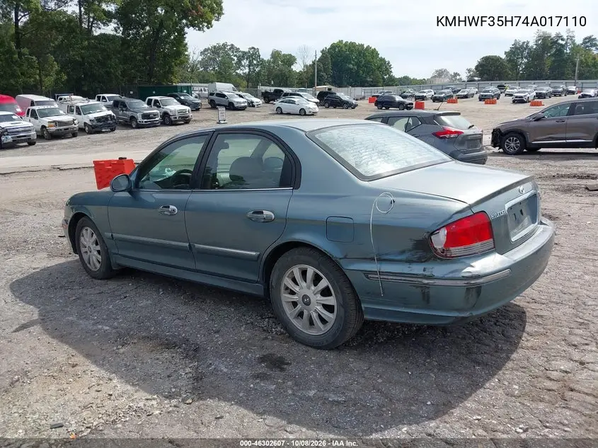 2004 HYUNDAI SONATA VIN KMHWF35H74A017110 — фото 3