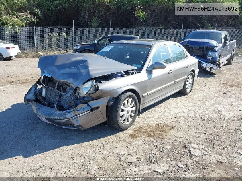 2004 HYUNDAI SONATA VIN KMHWF35H24A013692 — фото 2
