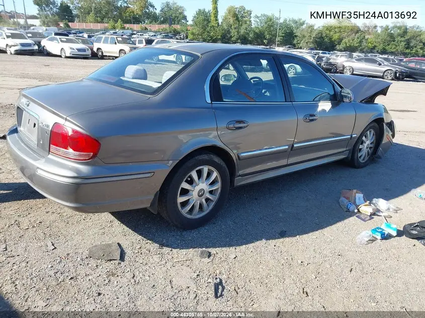 2004 HYUNDAI SONATA VIN KMHWF35H24A013692 — фото 4