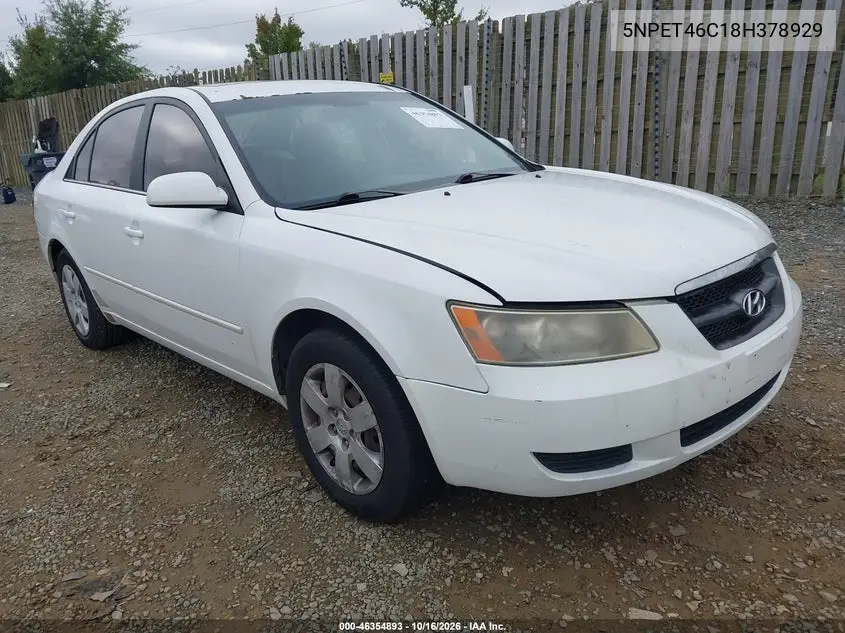 HYUNDAI SONATA 2008, VIN 5NPET46C18H378929