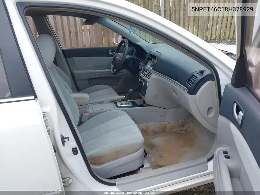 2008 HYUNDAI SONATA VIN 5NPET46C18H378929 — фото 5