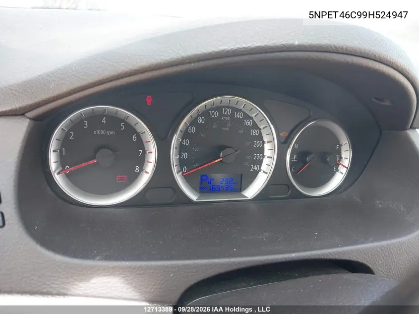 2009 HYUNDAI SONATA VIN 5NPET46C99H524947 — фото 7