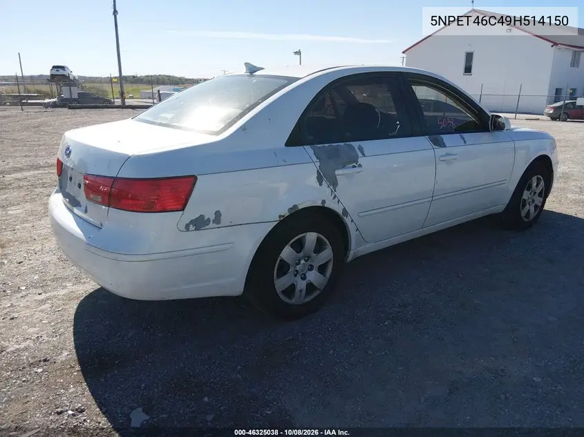 2009 HYUNDAI SONATA VIN 5NPET46C49H514150 — фото 4