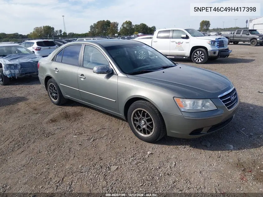 HYUNDAI SONATA 2009, VIN 5NPET46C49H417398
