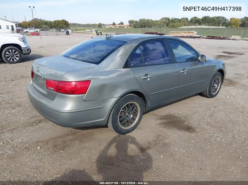 2009 HYUNDAI SONATA VIN 5NPET46C49H417398 — фото 4
