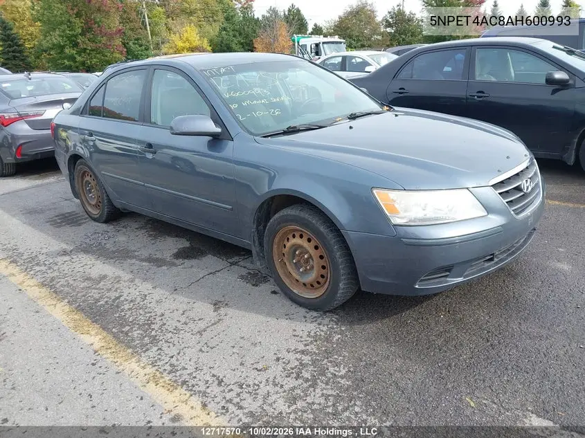 HYUNDAI SONATA 2010, VIN 5NPET4AC8AH600993