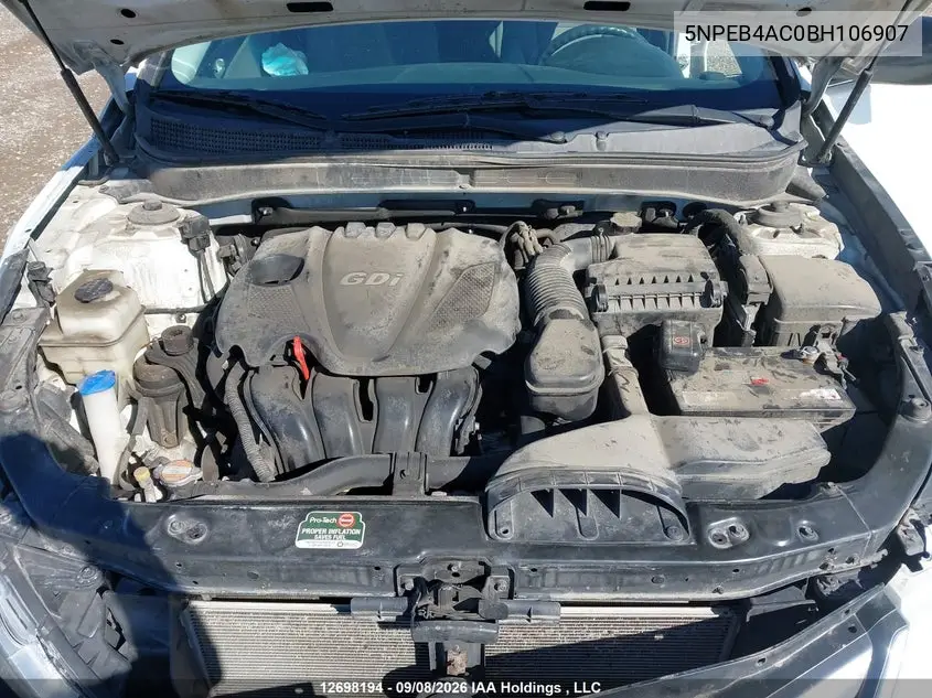 2011 HYUNDAI SONATA VIN 5NPEB4AC0BH106907 — фото 10