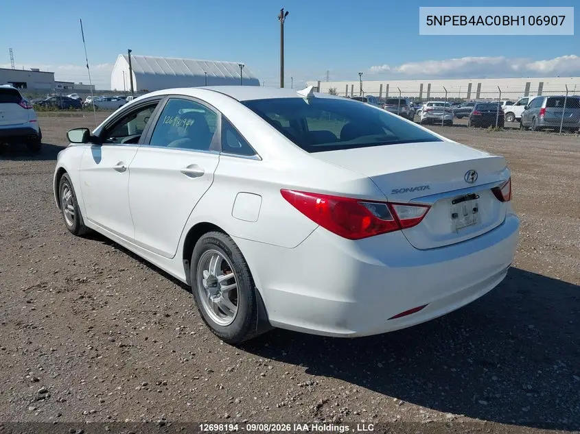 2011 HYUNDAI SONATA VIN 5NPEB4AC0BH106907 — фото 3
