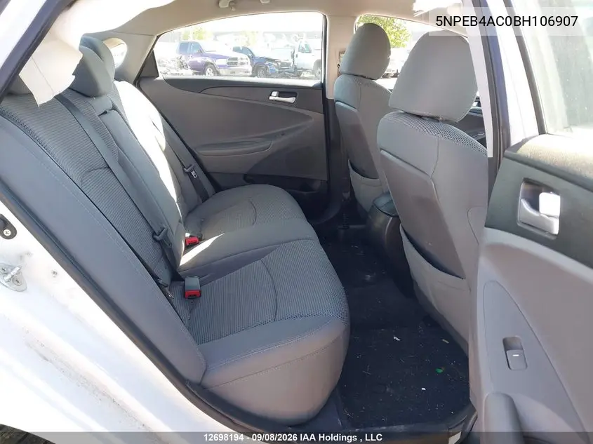 2011 HYUNDAI SONATA VIN 5NPEB4AC0BH106907 — фото 8