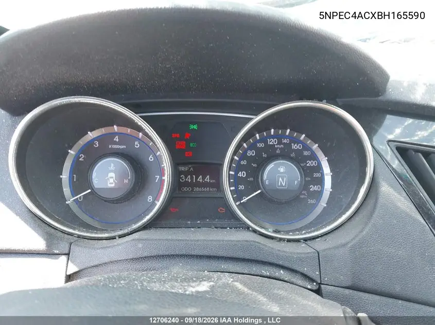 2011 HYUNDAI SONATA VIN 5NPEC4ACXBH165590 — фото 7