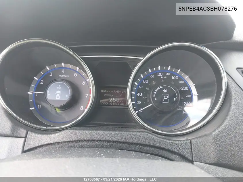 2011 HYUNDAI SONATA VIN 5NPEB4AC3BH078276 — фото 7