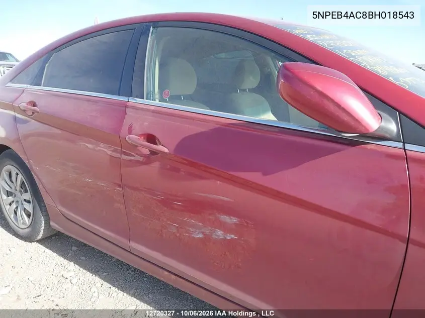 2011 HYUNDAI SONATA VIN 5NPEB4AC8BH018543 — фото 12