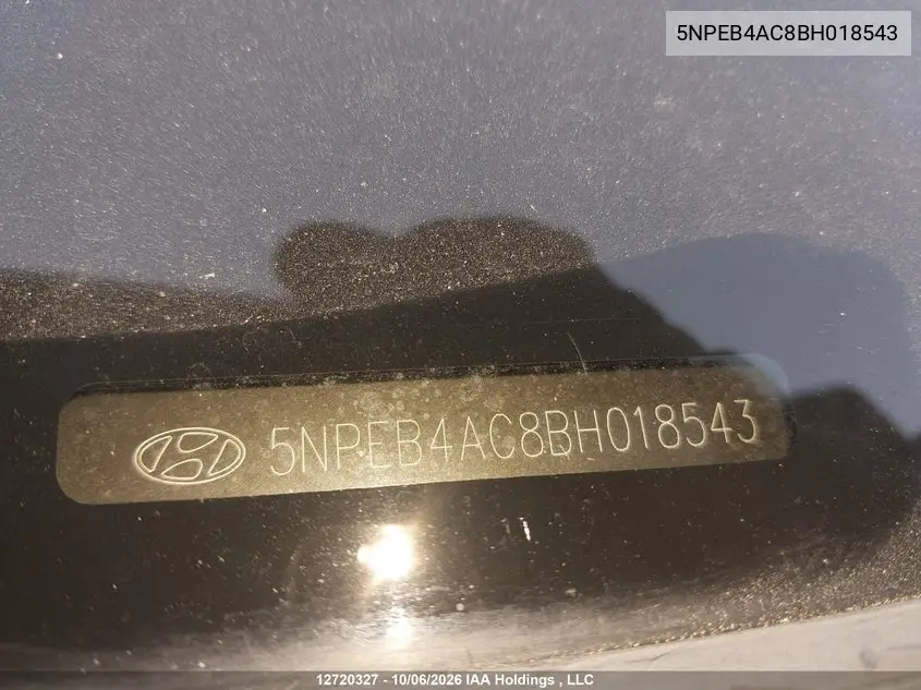 2011 HYUNDAI SONATA VIN 5NPEB4AC8BH018543 — фото 20