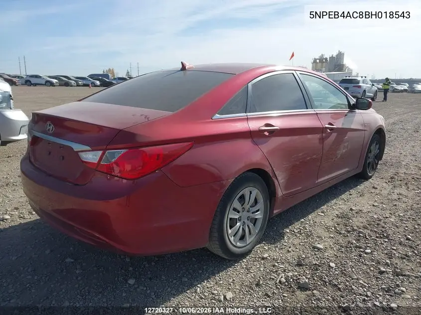 2011 HYUNDAI SONATA VIN 5NPEB4AC8BH018543 — фото 4