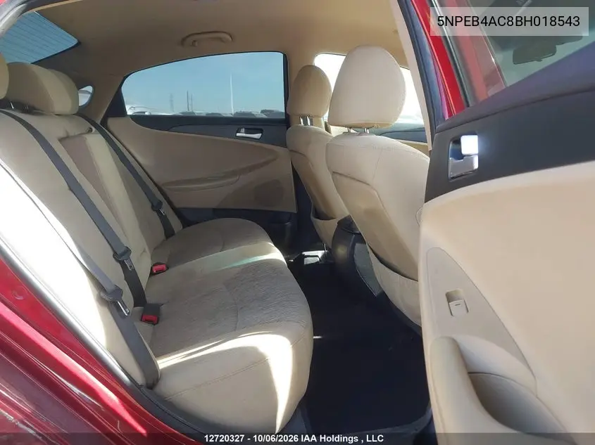 2011 HYUNDAI SONATA VIN 5NPEB4AC8BH018543 — фото 8