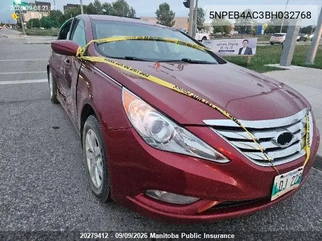HYUNDAI SONATA 2011, VIN 5NPEB4AC3BH032768