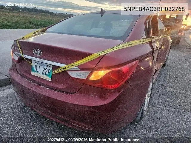 2011 HYUNDAI SONATA VIN 5NPEB4AC3BH032768 — фото 4