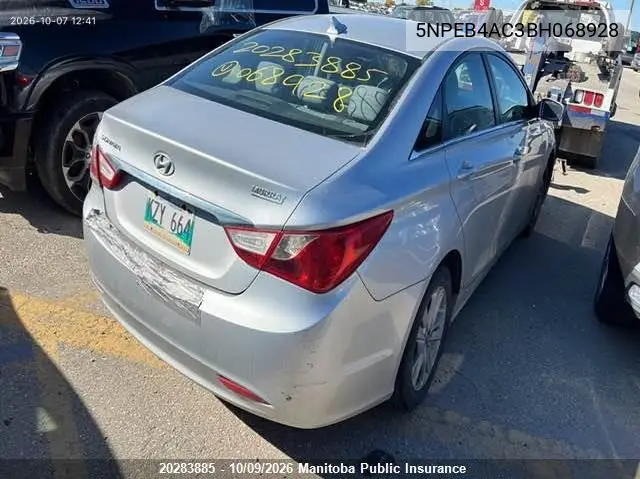 2011 HYUNDAI SONATA VIN 5NPEB4AC3BH068928 — фото 3