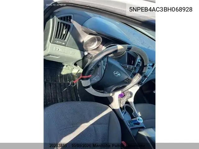 2011 HYUNDAI SONATA VIN 5NPEB4AC3BH068928 — фото 5
