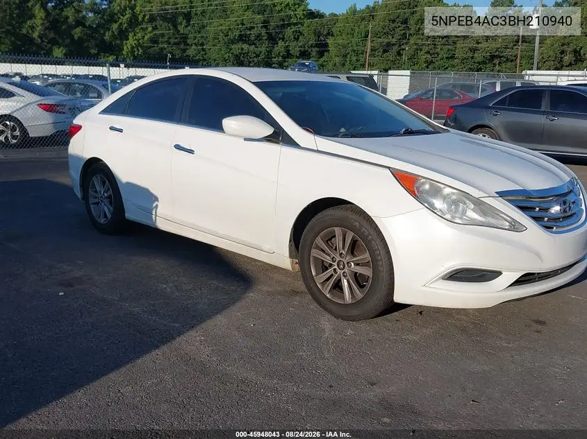 HYUNDAI SONATA 2011, VIN 5NPEB4AC3BH210940