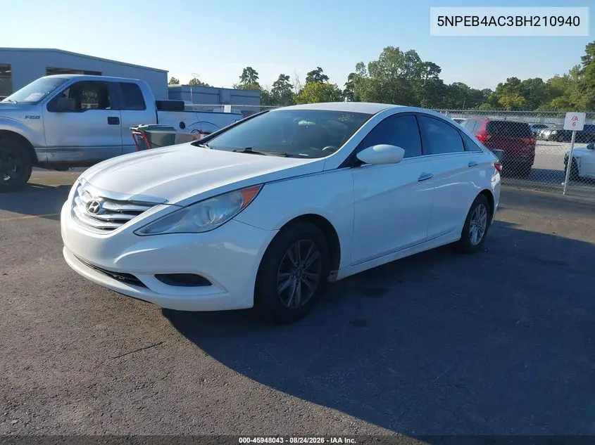 2011 HYUNDAI SONATA VIN 5NPEB4AC3BH210940 — фото 2