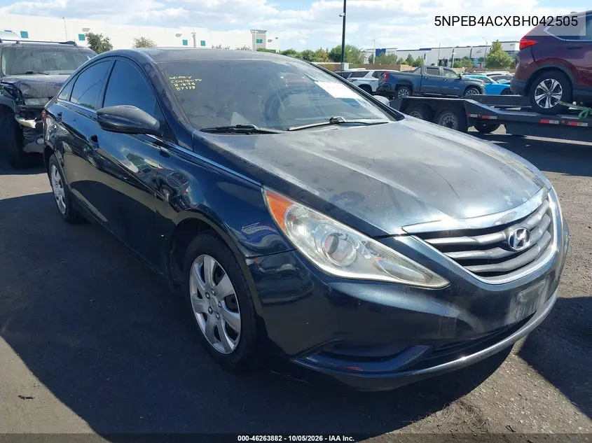 HYUNDAI SONATA 2011, VIN 5NPEB4ACXBH042505